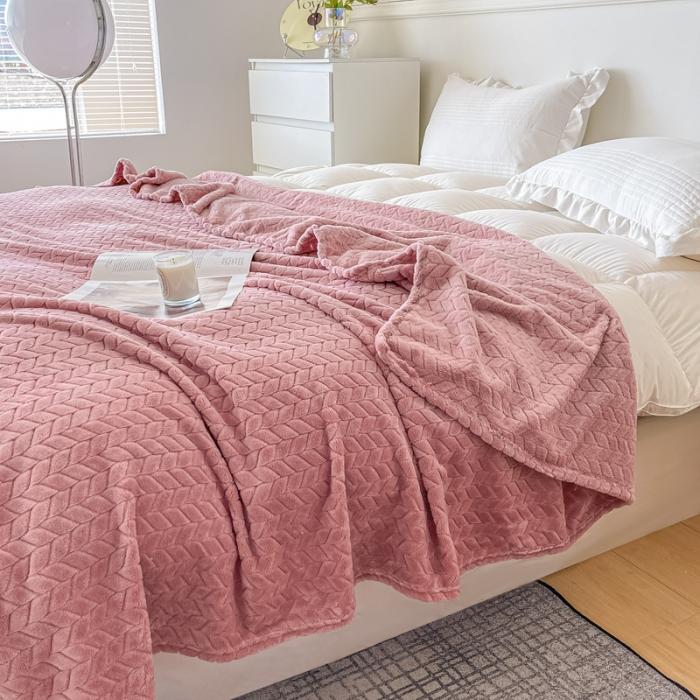 91家纺网 家纺一手货源 找家纺 金来家纺 跨境电商 2024新款法莱绒提花麦穗毛毯  盖毯子办公午睡毯 提花麦穗  豆沙