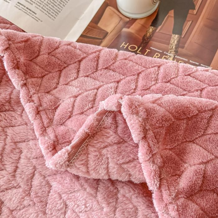 91家纺网 家纺一手货源 找家纺 金来家纺 跨境电商 2024新款法莱绒提花麦穗毛毯  盖毯子办公午睡毯 提花麦穗  豆沙