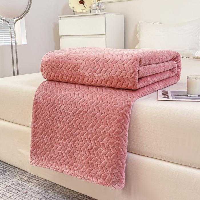 91家纺网 家纺一手货源 找家纺 金来家纺 跨境电商 2024新款法莱绒提花麦穗毛毯  盖毯子办公午睡毯 提花麦穗  豆沙