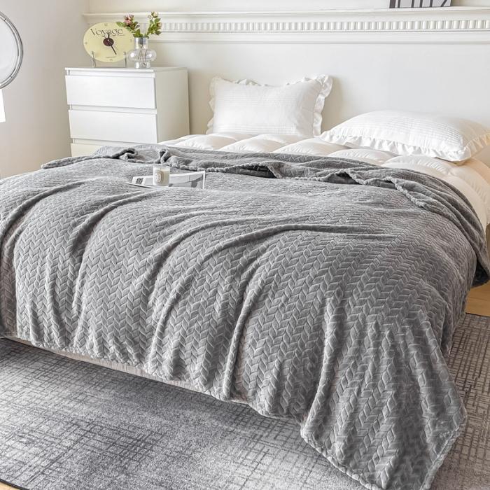 91家纺网 家纺一手货源 找家纺 金来家纺 跨境电商 2024新款法莱绒提花麦穗毛毯  盖毯子办公午睡毯 提花麦穗  绅士灰