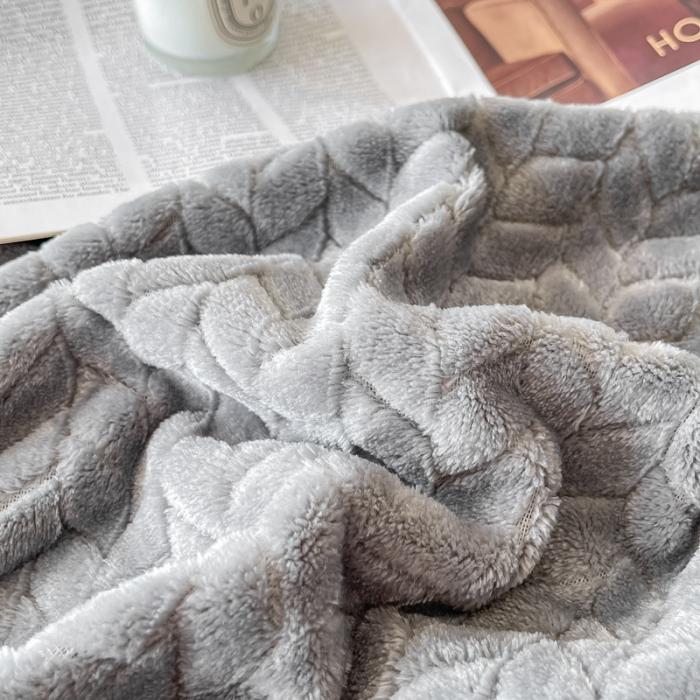 91家纺网 家纺一手货源 找家纺 金来家纺 跨境电商 2024新款法莱绒提花麦穗毛毯  盖毯子办公午睡毯 提花麦穗  绅士灰