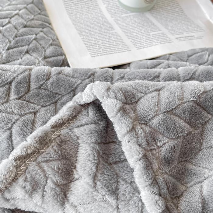 91家纺网 家纺一手货源 找家纺 金来家纺 跨境电商 2024新款法莱绒提花麦穗毛毯  盖毯子办公午睡毯 提花麦穗  绅士灰
