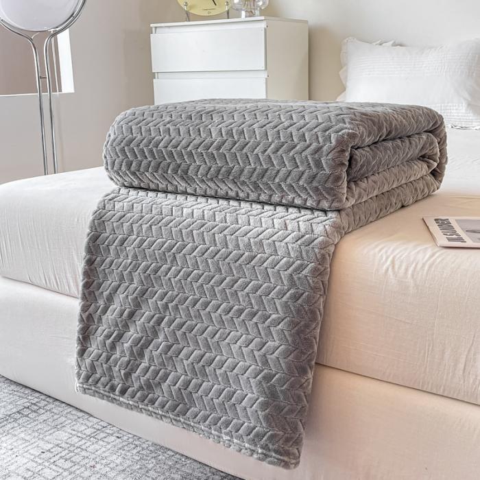 91家纺网 家纺一手货源 找家纺 金来家纺 跨境电商 2024新款法莱绒提花麦穗毛毯  盖毯子办公午睡毯 提花麦穗  绅士灰