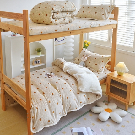 91家纺网 家纺一手货源 找家纺 多乐家纺 2023年新款牛奶绒羊羔绒学生三件套被套枕套四件套床单床笠