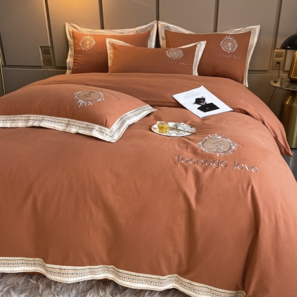 91家纺网 家纺一手货源 找家纺 总）高档礼盒装秋冬爆款加厚加密火山细绒纯棉磨毛四件套全棉刺绣长绒棉床单