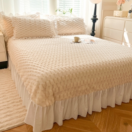 91家纺网 家纺一手货源 找家纺 （总）慕梵家居 2023新款金龟绒提花豆豆绒床笠款床裙床单系列