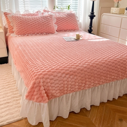 91家纺网 家纺一手货源 找家纺 （总）慕梵家居 2023新款金龟绒提花豆豆绒床笠款床裙床单系列