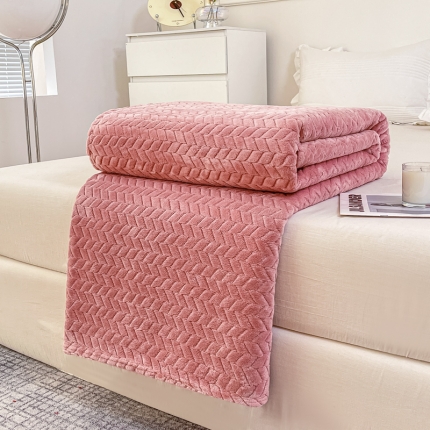 91家纺网 家纺一手货源 找家纺 金来家纺 跨境电商 2024新款法莱绒提花麦穗毛毯  盖毯子办公午睡毯 提花麦穗  豆沙