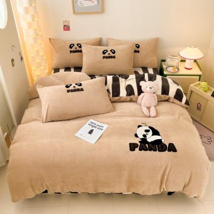 寐居 2023新款印花毛巾绣牛奶绒四件套 毛巾绣-熊猫崽崽