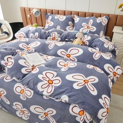 91家纺网 家纺一手货源 找家纺 乐居坊 2023新款高克重牛奶绒印花保暖四件套 花期如梦