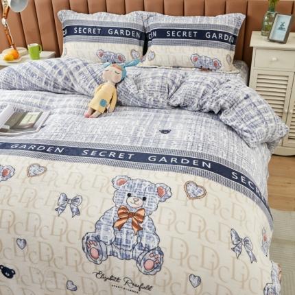 91家纺网 家纺一手货源 找家纺 乐居坊 2023新款高克重牛奶绒印花保暖四件套 摩登小熊