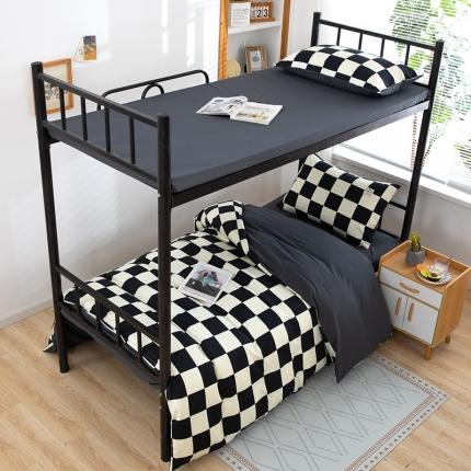 91家纺网 家纺一手货源 找家纺 牛牛家纺2025新款学生三件套简约亲肤磨毛三件套系列 黑白大格