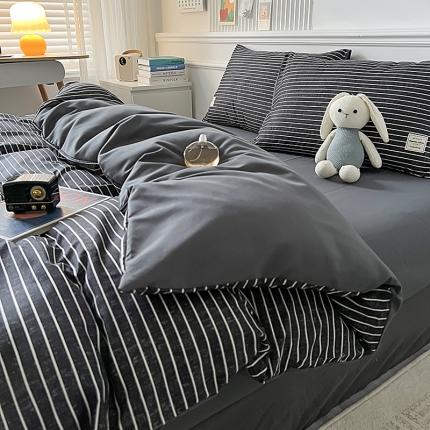 91家纺网 家纺一手货源 找家纺 （总）2025新款日系简约风格子亲肤磨毛四件套