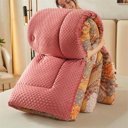 91家纺网 家纺一手货源 找家纺 欢乐季 2025新款A类复古双层纱豆豆绒冬被四季被+被芯被子被芯 异国风情