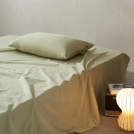简纯主义 2025新款50支纯色磨毛单品床单 梵克绿