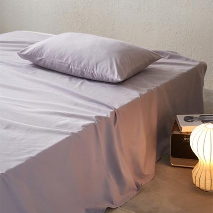 简纯主义 2025新款100支纯色磨毛单品床单 月半灰紫