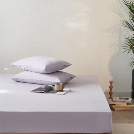 简纯主义 2025新款100支纯色磨毛单品床笠 月半灰紫