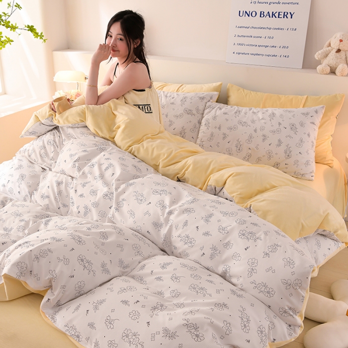 91家纺网 家纺一手货源 找家纺 圣楚 2024新款小竺棉加绒四件套 馨香雅致