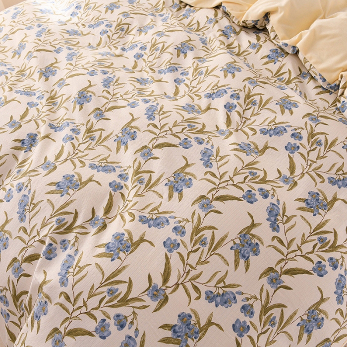 91家纺网 家纺一手货源 找家纺 圣楚 2024新款小竺棉加绒四件套 清风微拂