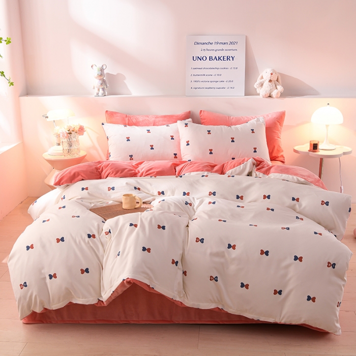 91家纺网 家纺一手货源 找家纺 圣楚 2024新款小竺棉加绒被套 爱的告白