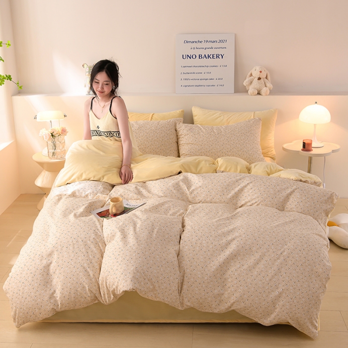 91家纺网 家纺一手货源 找家纺 圣楚 2024新款小竺棉加绒被套 小睡棉黄