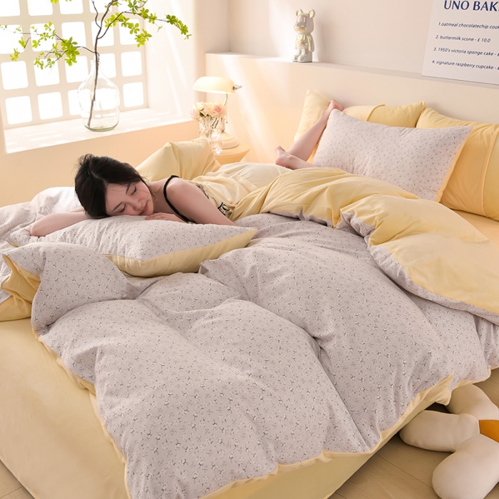 91家纺网 家纺一手货源 找家纺 圣楚 2024新款小竺棉加绒被套 小睡棉灰