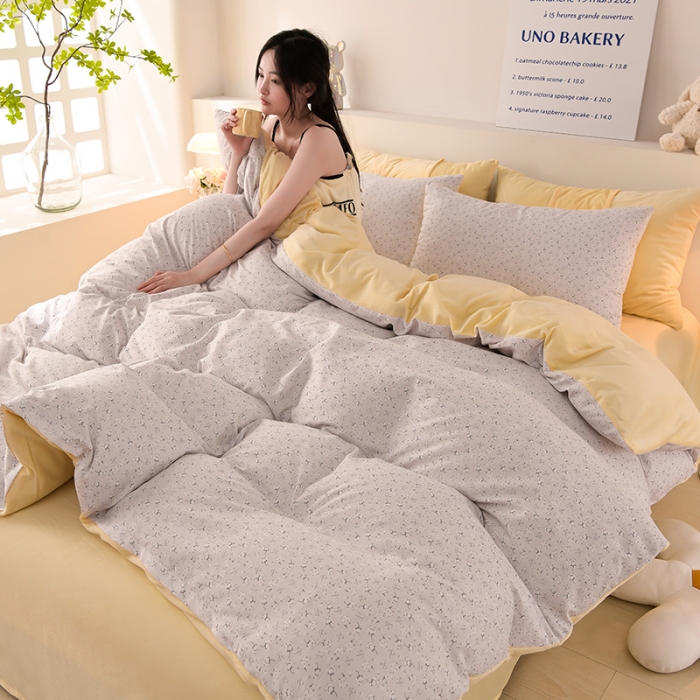 91家纺网 家纺一手货源 找家纺 圣楚 2024新款小竺棉加绒被套 小睡棉灰