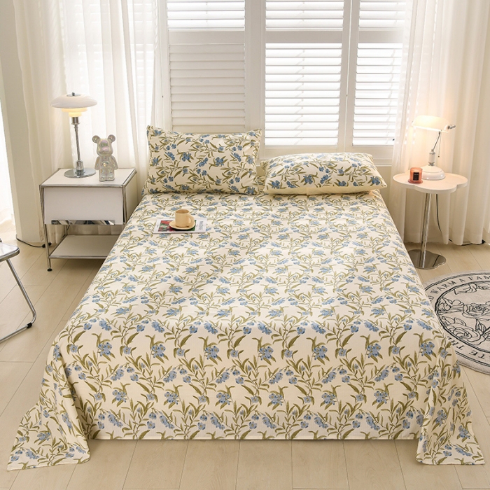 91家纺网 家纺一手货源 找家纺 圣楚 2024新款小竺棉床单 清风微拂