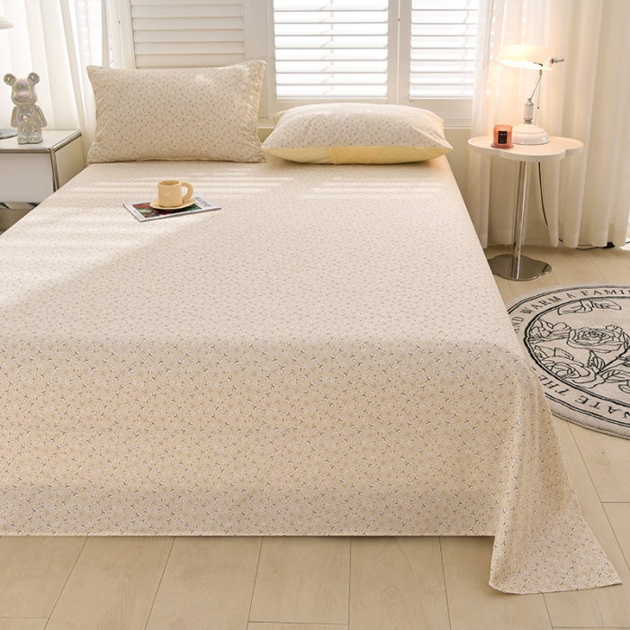 91家纺网 家纺一手货源 找家纺 圣楚 2024新款小竺棉床单 小碎棉黄