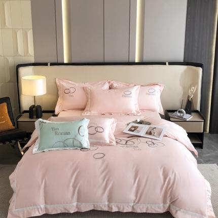 91家纺网 家纺一手货源 找家纺 （总）魅都 2023新款100s长绒棉简约轻奢刺绣四件套-科迪亚