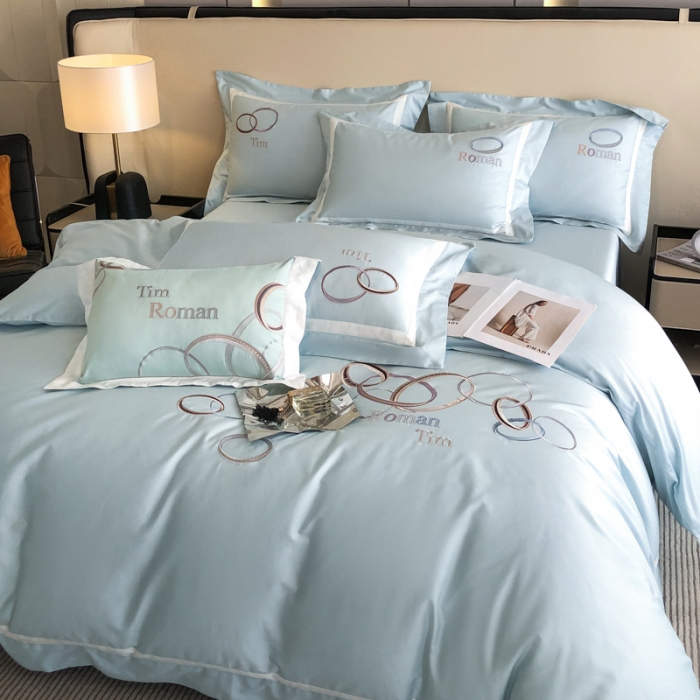 91家纺网 家纺一手货源 找家纺 （总）魅都 2023新款100s长绒棉简约轻奢刺绣四件套-科迪亚