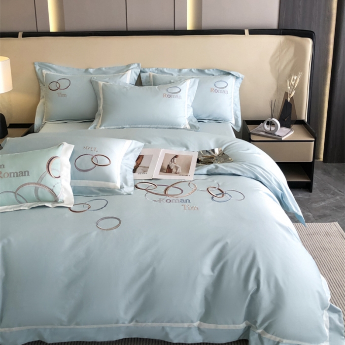 91家纺网 家纺一手货源 找家纺 （总）魅都 2023新款100s长绒棉简约轻奢刺绣四件套-科迪亚