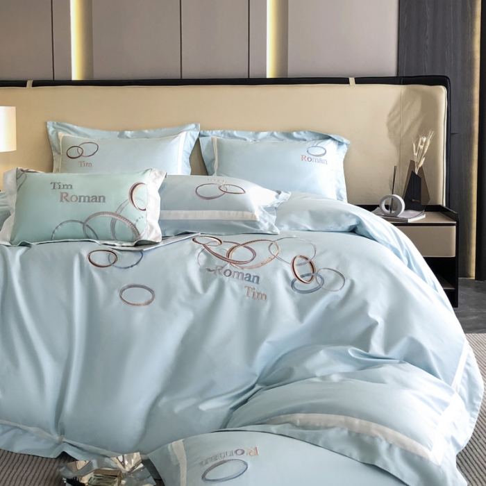 91家纺网 家纺一手货源 找家纺 （总）魅都 2023新款100s长绒棉简约轻奢刺绣四件套-科迪亚