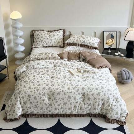 91家纺网 家纺一手货源 找家纺 （总）安莱生活 2023秋冬新品有氧双层纱法式一体蚕丝被抗菌被