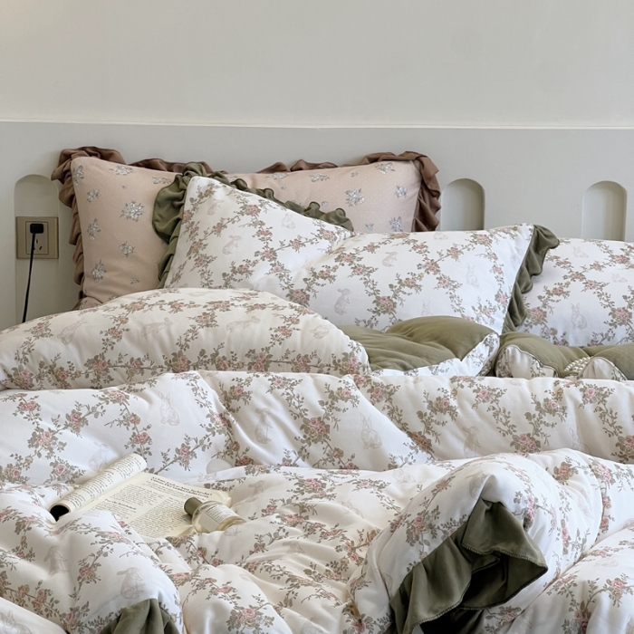 91家纺网 家纺一手货源 找家纺 （总）安莱生活 2023秋冬新品有氧双层纱法式一体蚕丝被抗菌被