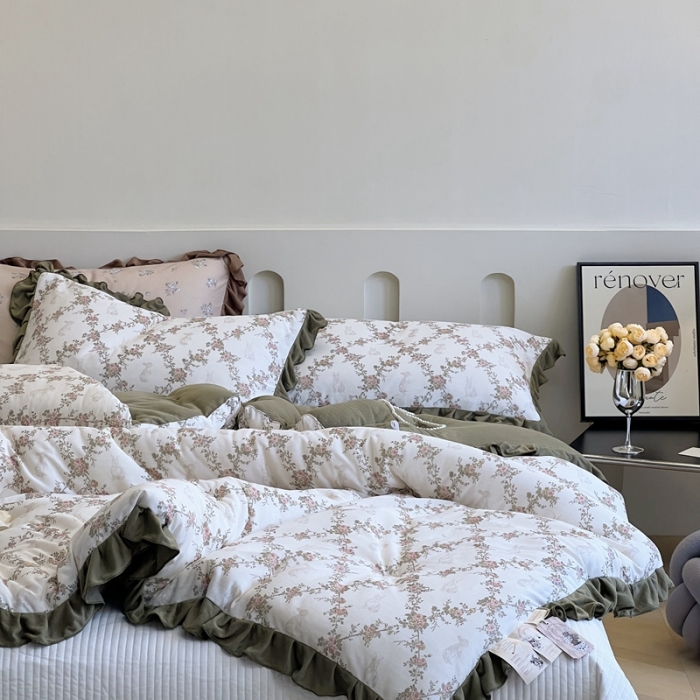 91家纺网 家纺一手货源 找家纺 （总）安莱生活 2023秋冬新品有氧双层纱法式一体蚕丝被抗菌被