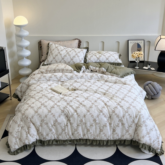 91家纺网 家纺一手货源 找家纺 （总）安莱生活 2023秋冬新品有氧双层纱法式一体蚕丝被抗菌被