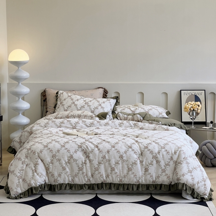 91家纺网 家纺一手货源 找家纺 （总）安莱生活 2023秋冬新品有氧双层纱法式一体蚕丝被抗菌被