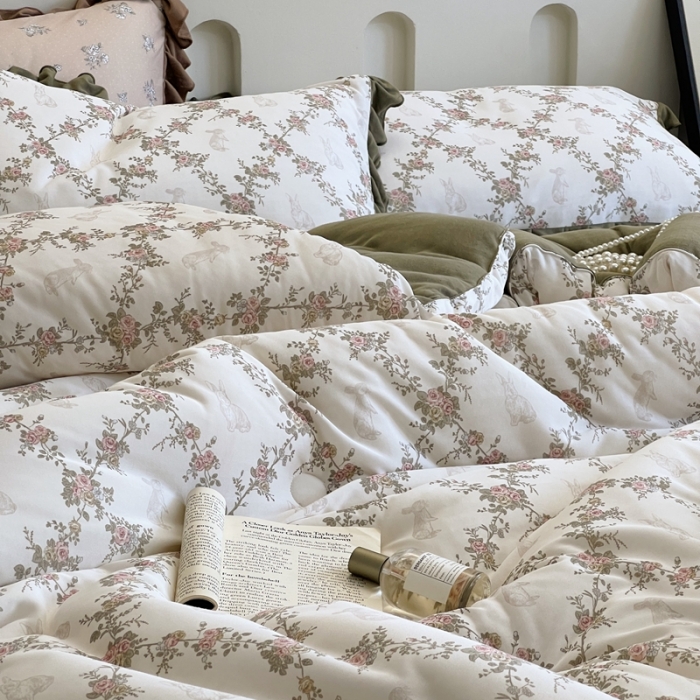 91家纺网 家纺一手货源 找家纺 安莱生活 2023秋冬新品有氧双层纱法式一体蚕丝被抗菌被 秘密花园