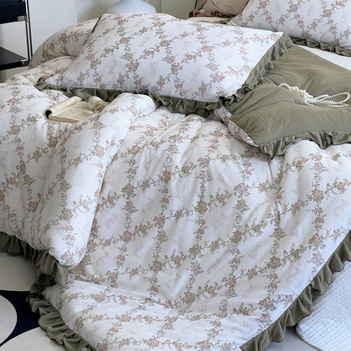 91家纺网 家纺一手货源 找家纺 安莱生活 2023秋冬新品有氧双层纱法式一体蚕丝被抗菌被 秘密花园