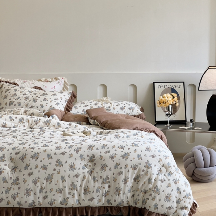 91家纺网 家纺一手货源 找家纺 安莱生活 2023秋冬新品有氧双层纱法式一体蚕丝被抗菌被 南法假日