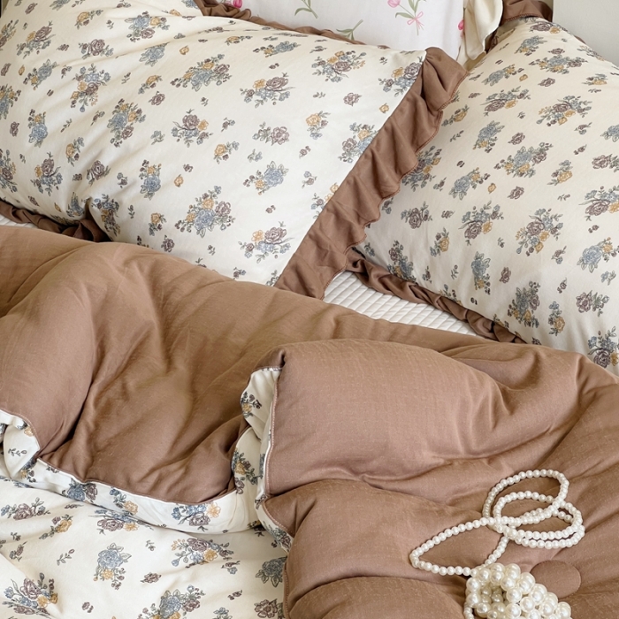 91家纺网 家纺一手货源 找家纺 安莱生活 2023秋冬新品有氧双层纱法式一体蚕丝被抗菌被 南法假日