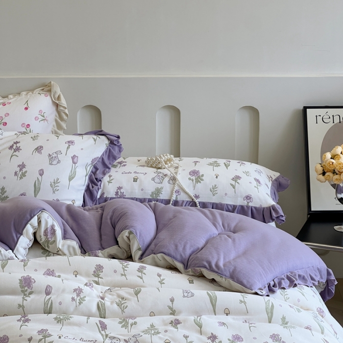 91家纺网 家纺一手货源 找家纺 安莱生活 2023秋冬新品有氧双层纱法式一体蚕丝被抗菌被 小月野