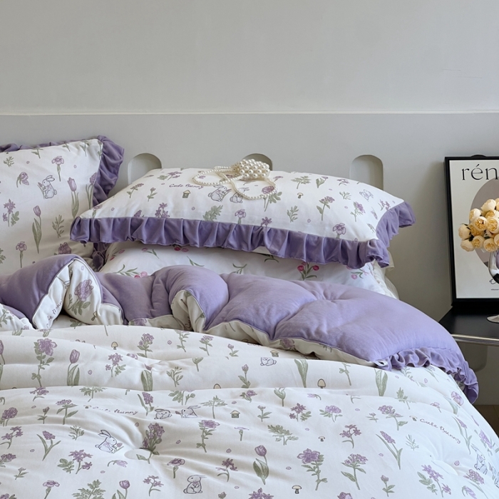 91家纺网 家纺一手货源 找家纺 安莱生活 2023秋冬新品有氧双层纱法式一体蚕丝被抗菌被 小月野