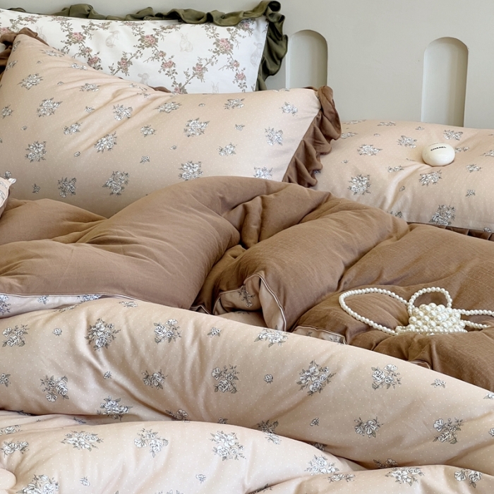 91家纺网 家纺一手货源 找家纺 安莱生活 2023秋冬新品有氧双层纱法式一体蚕丝被抗菌被 缪斯花园