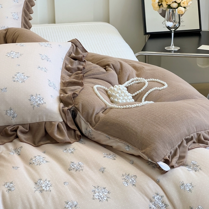 91家纺网 家纺一手货源 找家纺 安莱生活 2023秋冬新品有氧双层纱法式一体蚕丝被抗菌被 缪斯花园