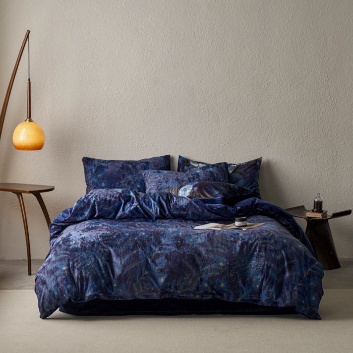 91家纺网 家纺一手货源 找家纺 安莱生活 2023秋冬新品数码印花绒四件套 浮生