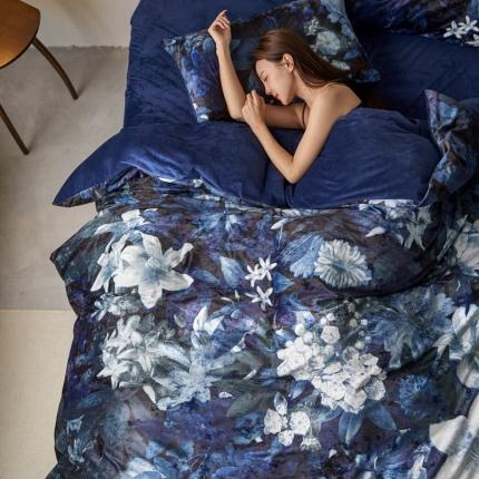 安莱生活 2023秋冬新品数码印花绒四件套 花戎月影