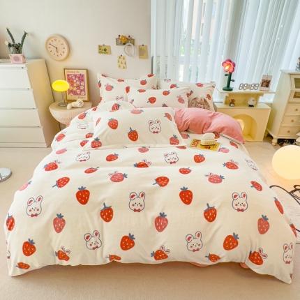 91家纺网 家纺一手货源 找家纺 （总）全季家居 2023新款小清新A类高克重加厚印花牛奶绒被套单件