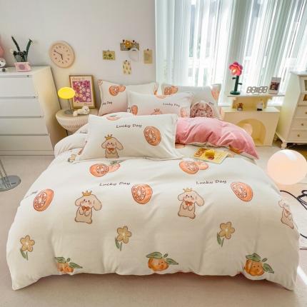 91家纺网 家纺一手货源 找家纺 （总）全季家居 2023新款小清新A类高克重加厚印花牛奶绒被套单件